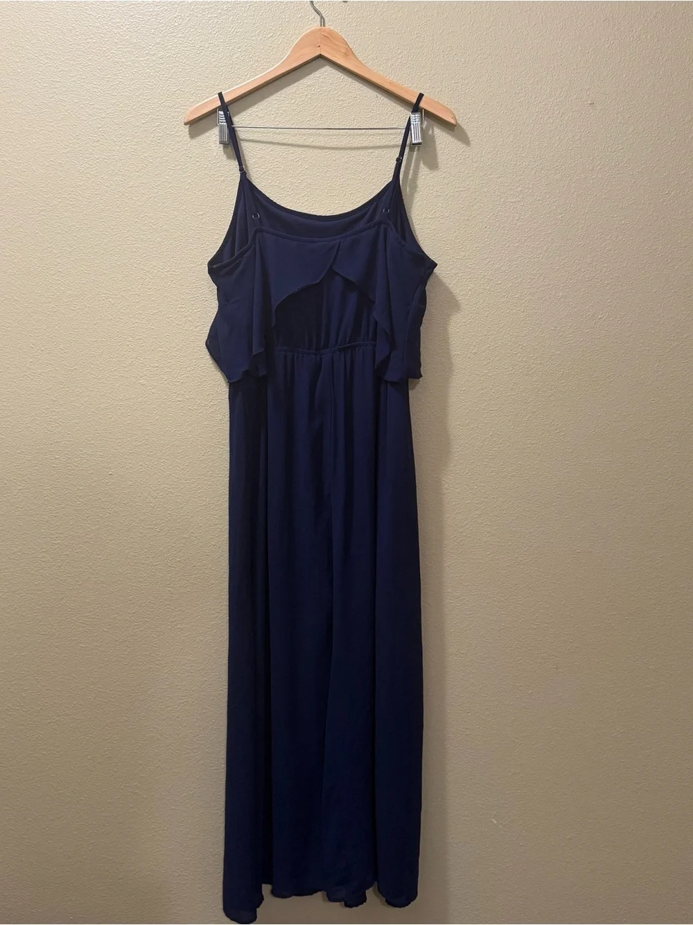 Women’s XL Xhilaration Navy Blue Spaghetti Strap Chiffon Ruffle Long Maxi Dress